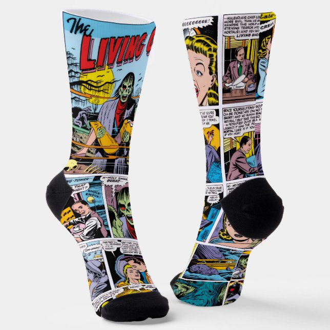 1950's The Living GHOST! Comic Strip Socks (Angled)