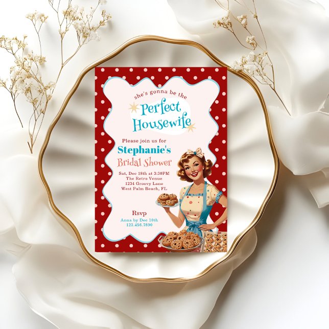 1950s The Perfect Housewife Retro Bridal Shower Invitation (Creator Uploaded)