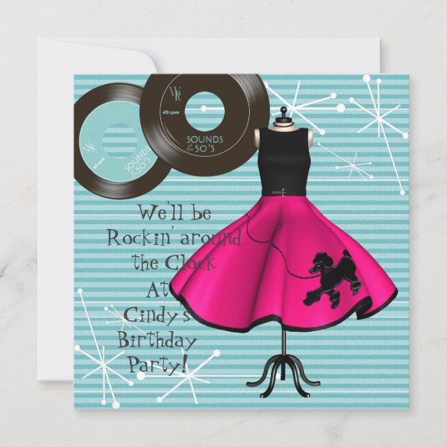 1950's Theme Birthday Party Invitation (Front)
