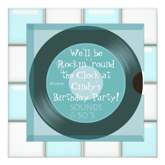 1950's Theme Birthday Party Invitations