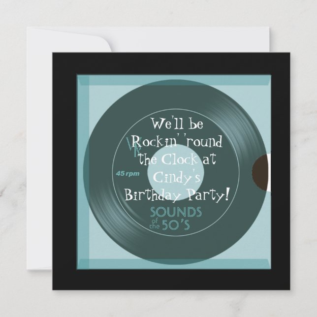 1950's Theme Birthday Party Invitations (Front)