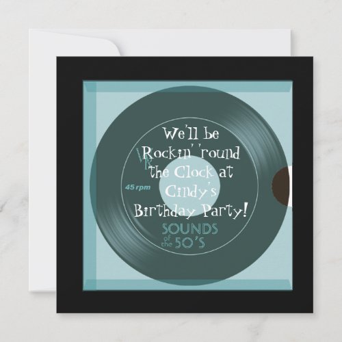 1950's Theme Birthday Party Invitations