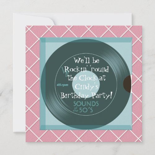 1950's Theme Birthday Party Invitations