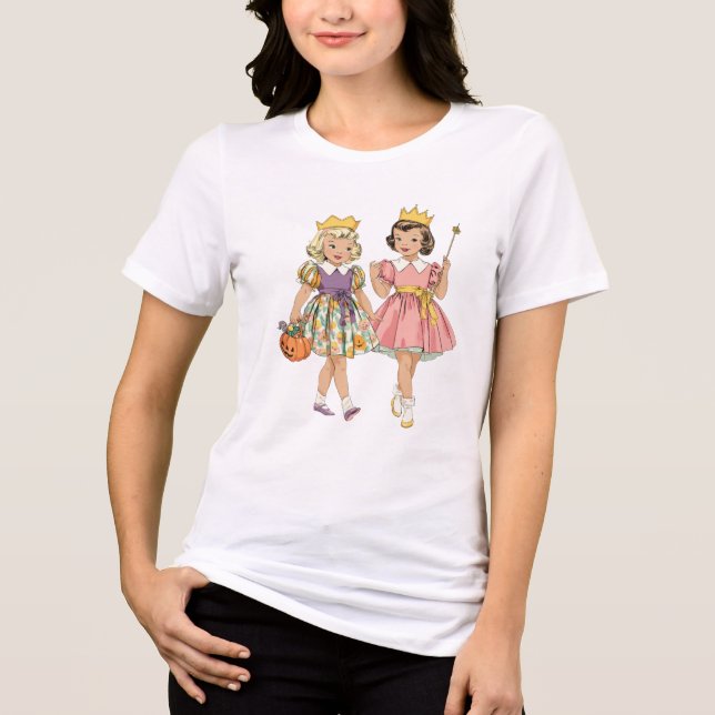 1950s Trick or Treat Girls Princess Halloween Tri-Blend Shirt (Front)