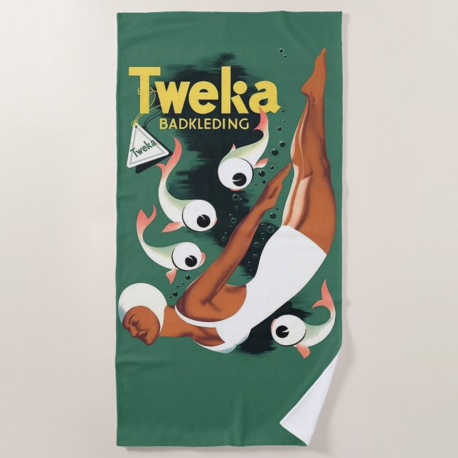 1950s Tweka swimsuit ad Beach Towel (Front)