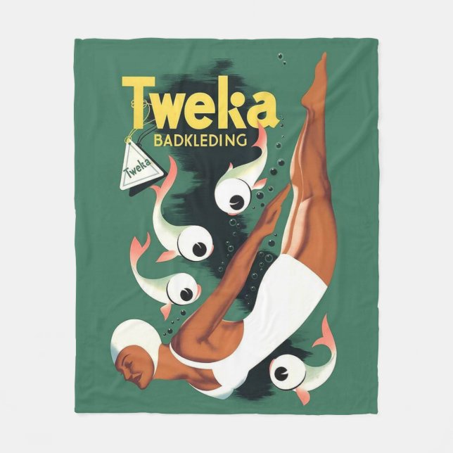1950s Tweka swimsuit ad Fleece Blanket (Front)