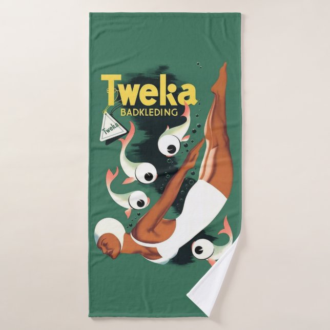 1950s Tweka swimsuit ad print Bath Towel Set (Bath Towel)