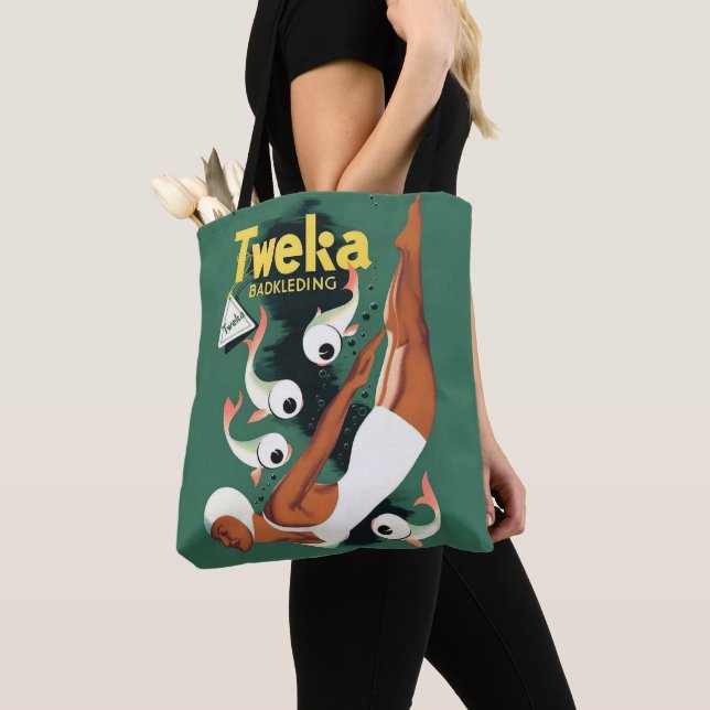 1950s Tweka swimsuit ad print Tote Bag (Close Up)