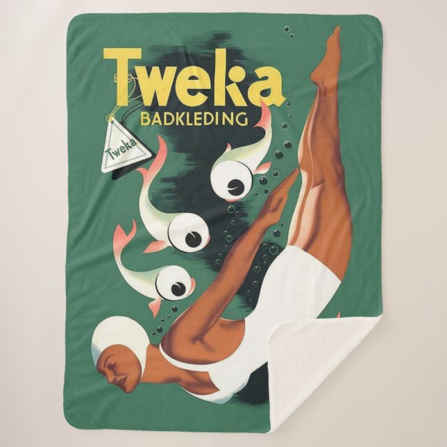 1950s Tweka swimsuit ad Sherpa Blanket (Front)