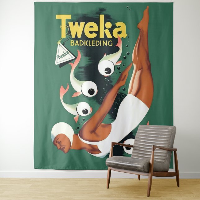 1950s Tweka swimsuit ad Tapestry (In Situ)