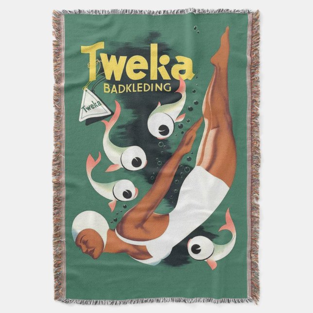 1950s Tweka swimsuit ad Throw Blanket (Front Vertical)