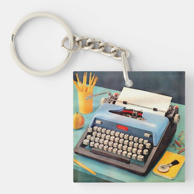 1950s typewriter ad image keychain (Front)