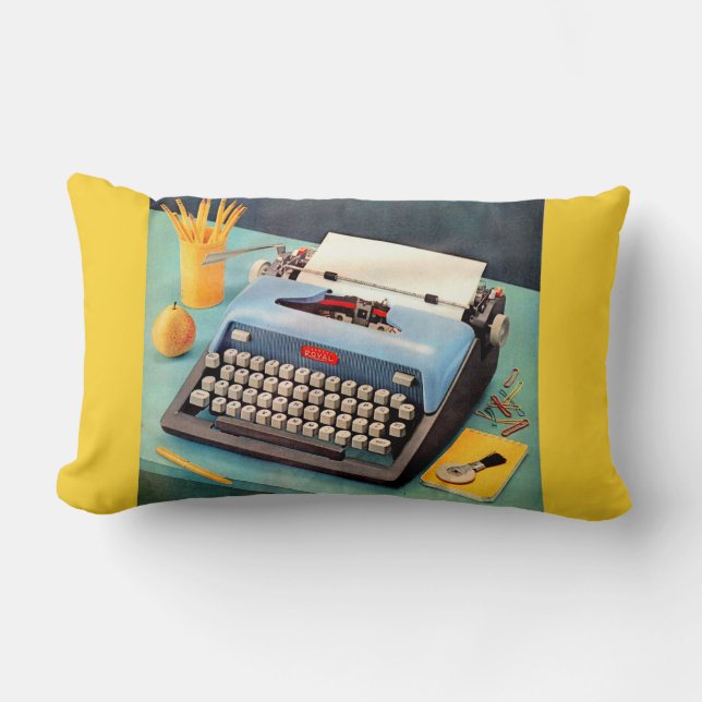 1950s typewriter ad image lumbar pillow (Front)
