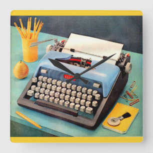 1950s typewriter ad image square wall clock