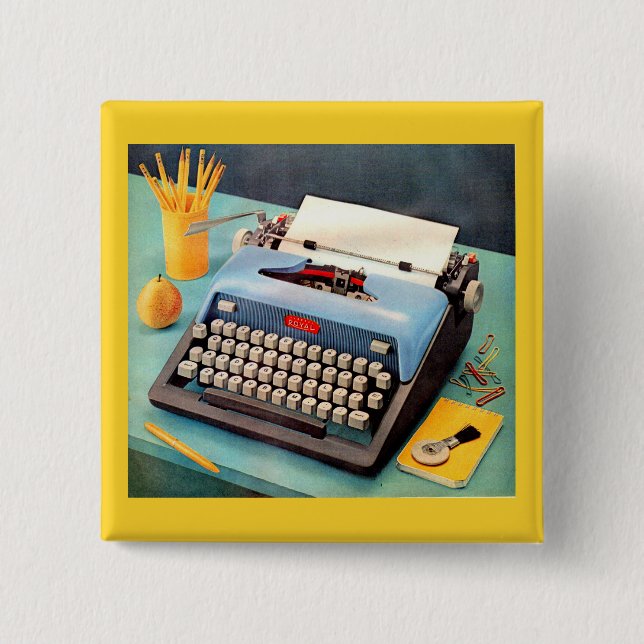 1950s typewriter pinback button (Front)