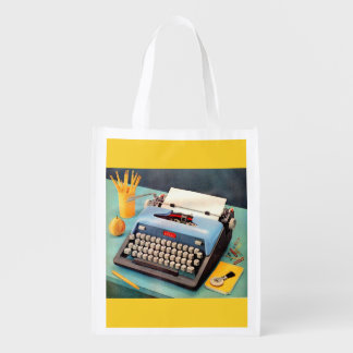 1950s typewriter reusable grocery bag