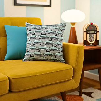 1950s Vintage Car Pattern Throw Pillow