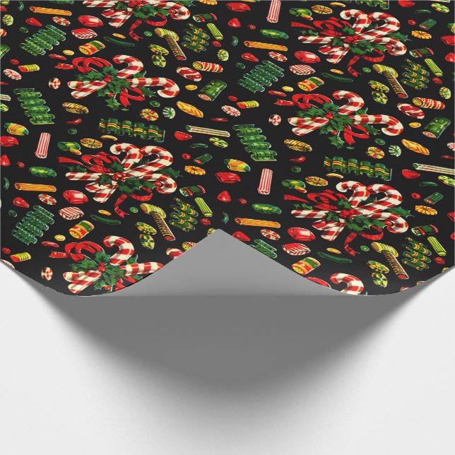 1950s Vintage Christmas Candy Wrapping Paper (Corner)