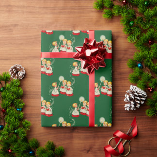 1950s Vintage Christmas Gift Wrap - Choir Children