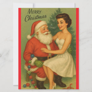 1950s Vintage Christmas Girl Decorating Tree Holiday Card