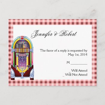 1950s Vintage Jukebox Rsvp Postcard by NoteableExpressions at Zazzle