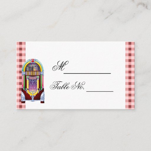Customizable 1950s Vintage Jukebox Wedding Place Card Business Card Templates