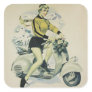 1950's vintage pin up girl on a Scooter Square Sticker