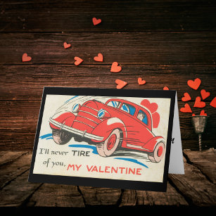 1950's Vintage Red Classic Car Valentine Holiday Card