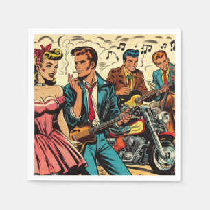 1950s Vintage Rock and Roll Comics Napkins