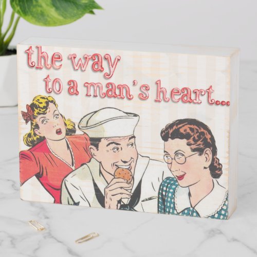 1950s Vintage Sailor and Housewife Art Wooden Box Sign