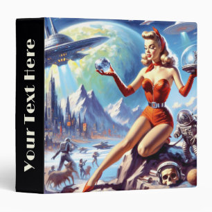 1950s Vintage Science Fiction Woman 3 Ring Binder
