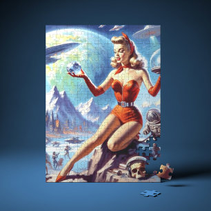 1950s Vintage Science Fiction Woman Jigsaw Puzzle