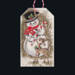 1950s Vintage Snowman With Baby Deer Gift Tags<br><div class="desc">1950s Vintage Snowman With Baby Deer</div>