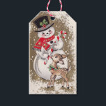 1950s Vintage Snowman With Baby Deer Gift Tags<br><div class="desc">1950s Vintage Snowman With Baby Deer</div>