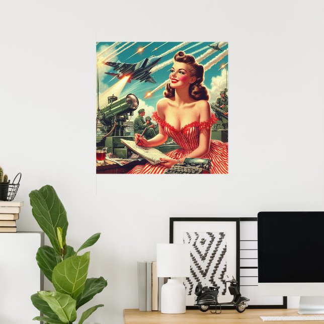1950s Vintage Woman Illustration Poster | Zazzle