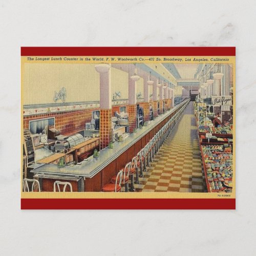1950s Vintage Woolworths Lunch Counter Postcard