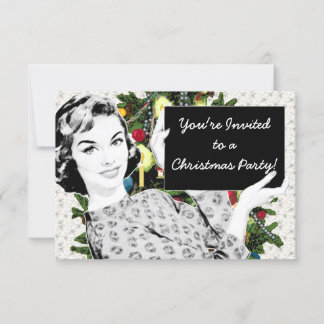 1950s Woman with a Christmas Sign Invitation