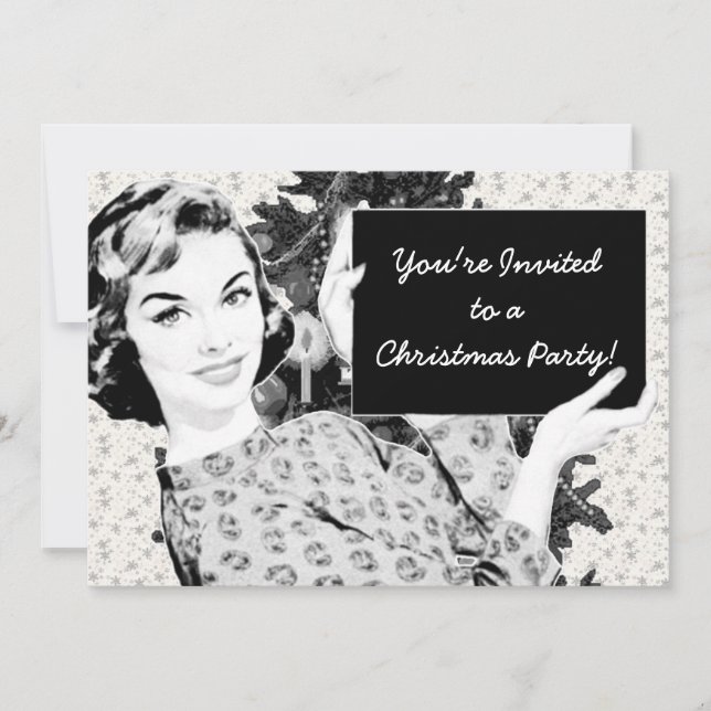 1950s Woman with a Christmas Sign V2 Invitation (Front)