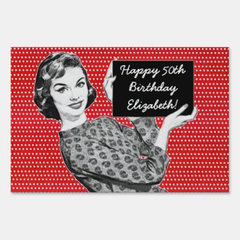 1950s Woman With A Sign by grnidlady at Zazzle