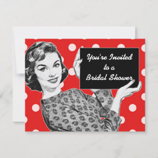 1950s Woman with a Sign Bridal Shower Invitation