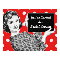 1950s Woman with a Sign Bridal Shower Invitation