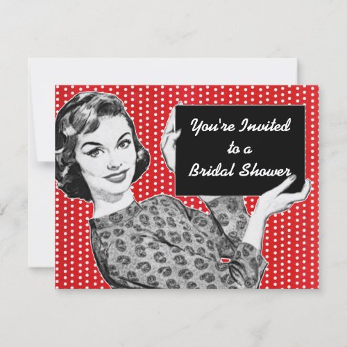 1950s Woman with a Sign Bridal Shower Personalized Invite