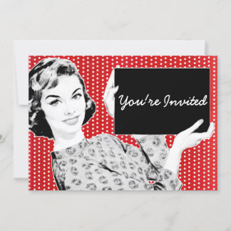 1950s Woman with a Sign Invitation