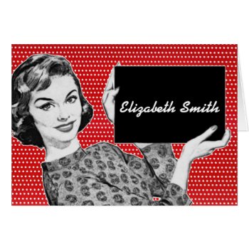 1950s Woman With A Sign Place Card by grnidlady at Zazzle