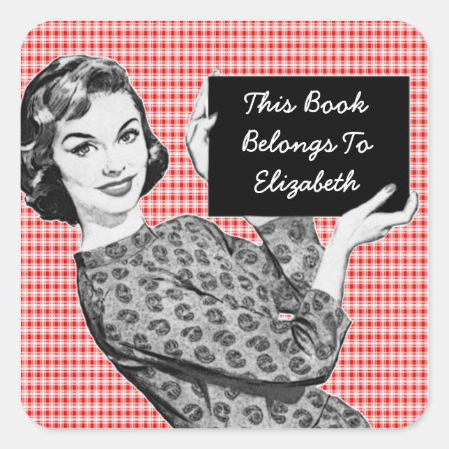 1950s Woman with a Sign V2 Bookplate (Front)