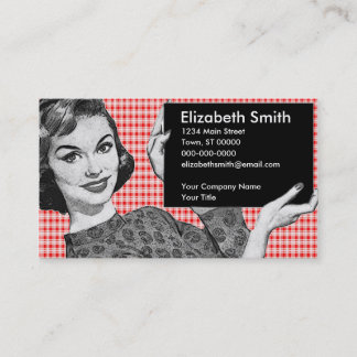 1950s Woman with a Sign V2 Business Card