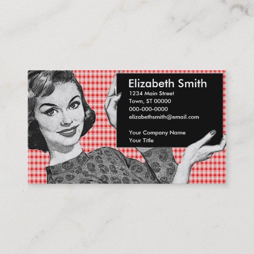 Customizable 1950s Woman with a Sign V2 Business Card