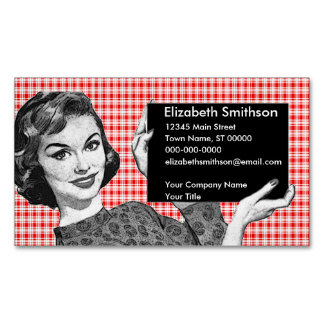 1950s Woman with a Sign V2 Magnetic Business Card