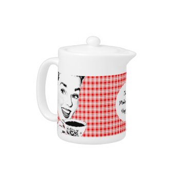1950s Woman With A Teacup V2 Teapot by grnidlady at Zazzle