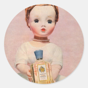 1950s Yardley ad with Madame Alexander doll Classic Round Sticker